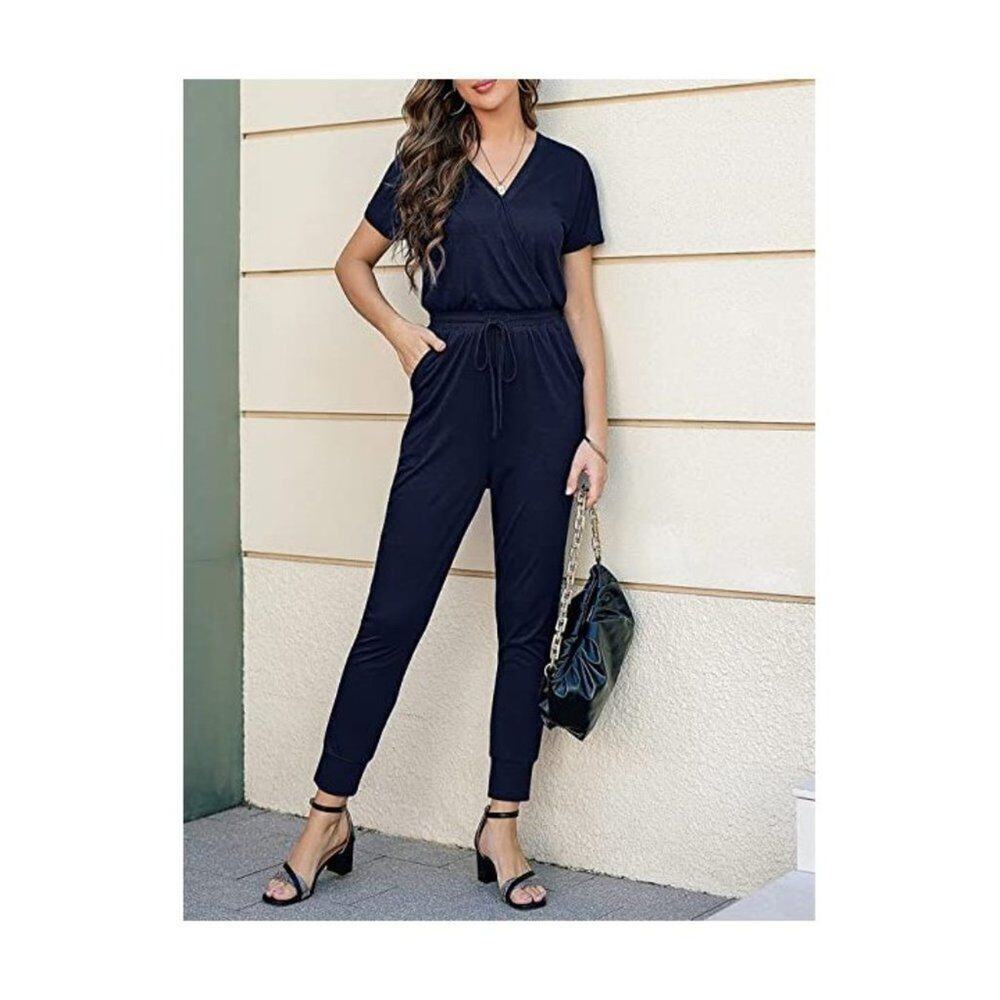 Adibosy Women's V Neck Jumpsuits large